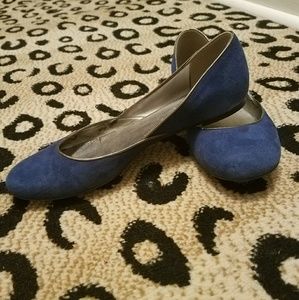 Blue suede J. Crew flats